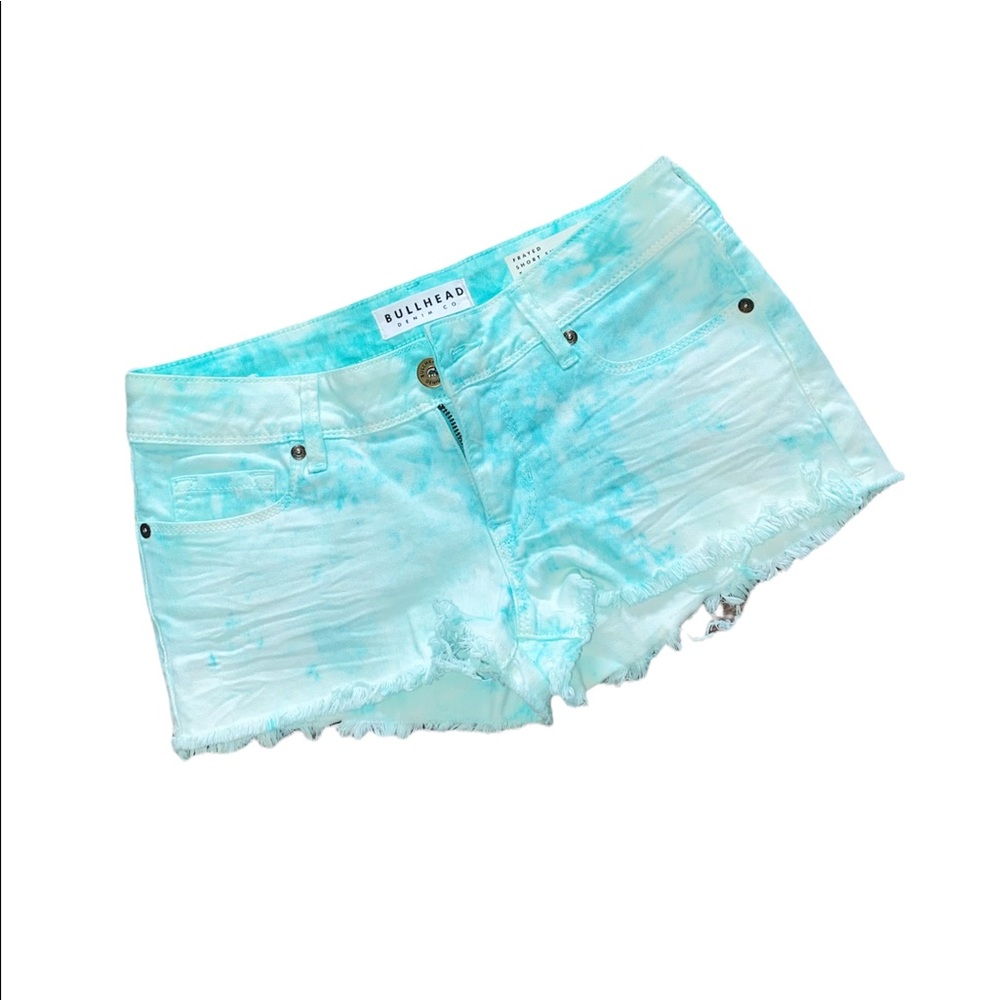 PacSun Bullhead 7” Low Rise Frayed Shorts Tie Dye Mint | Size 5 |